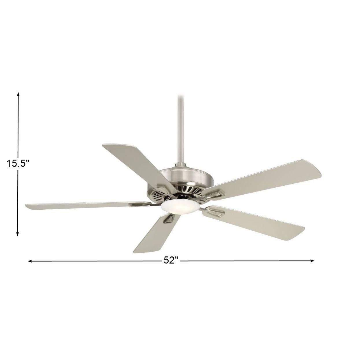 Contractor Plus LED 52 Inch Ceiling Fan with Light and Remote, Brushed Nickel with Silver Blades - Bees Lighting