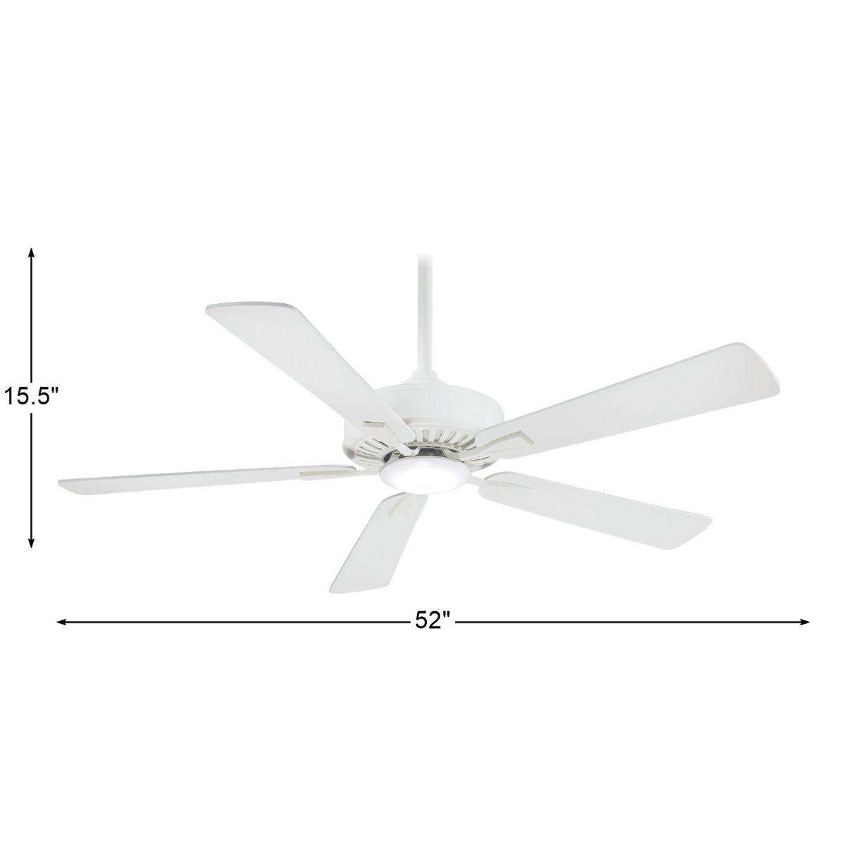 Contractor Plus LED 52 Inch Ceiling Fan with Light and Remote, White - Bees Lighting