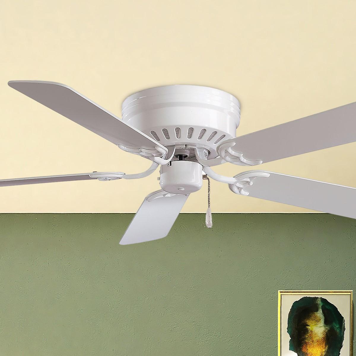 Mesa 52" White Flush Mount Ceiling Fan with Pull Chain - Bees Lighting