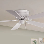 Mesa 42" White Flush Mount Ceiling Fan with Pull Chain - Bees Lighting