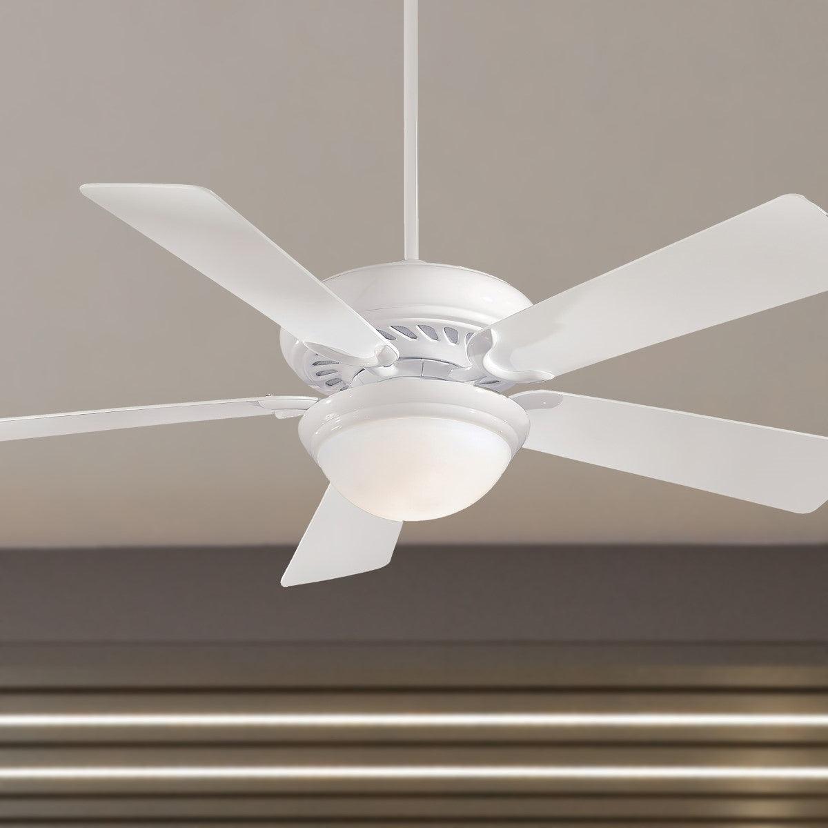 Supra 52 Inch Ceiling Fan With Light And Remote, White Finish