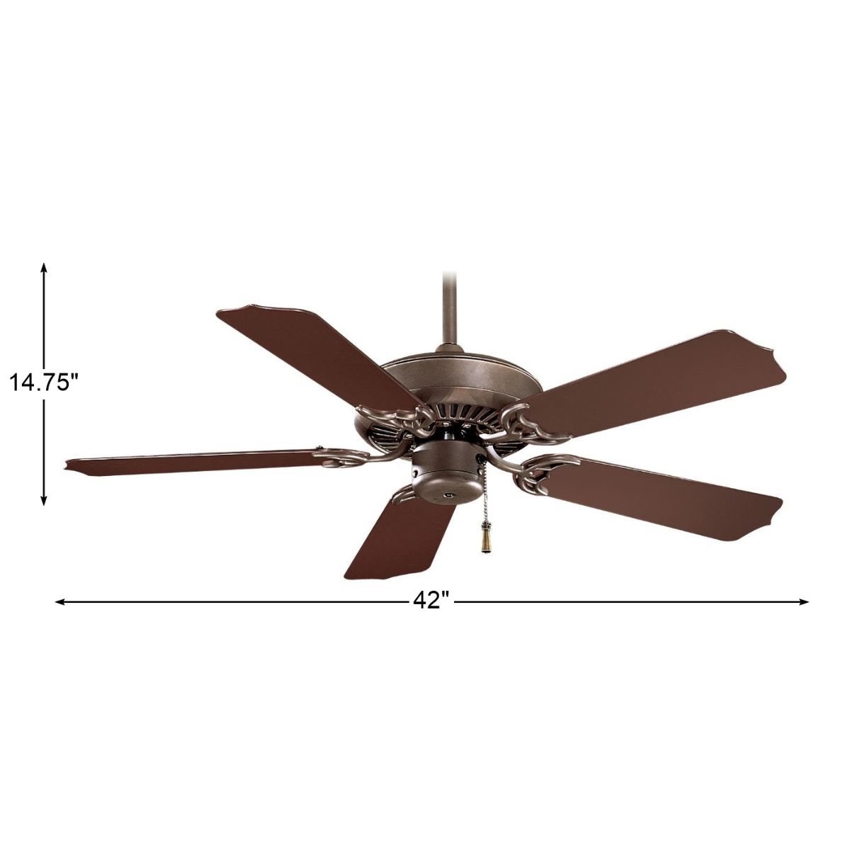 Sundance 42" Bronze Outdoor Ceiling Fan with Pull Chain - Bees Lighting