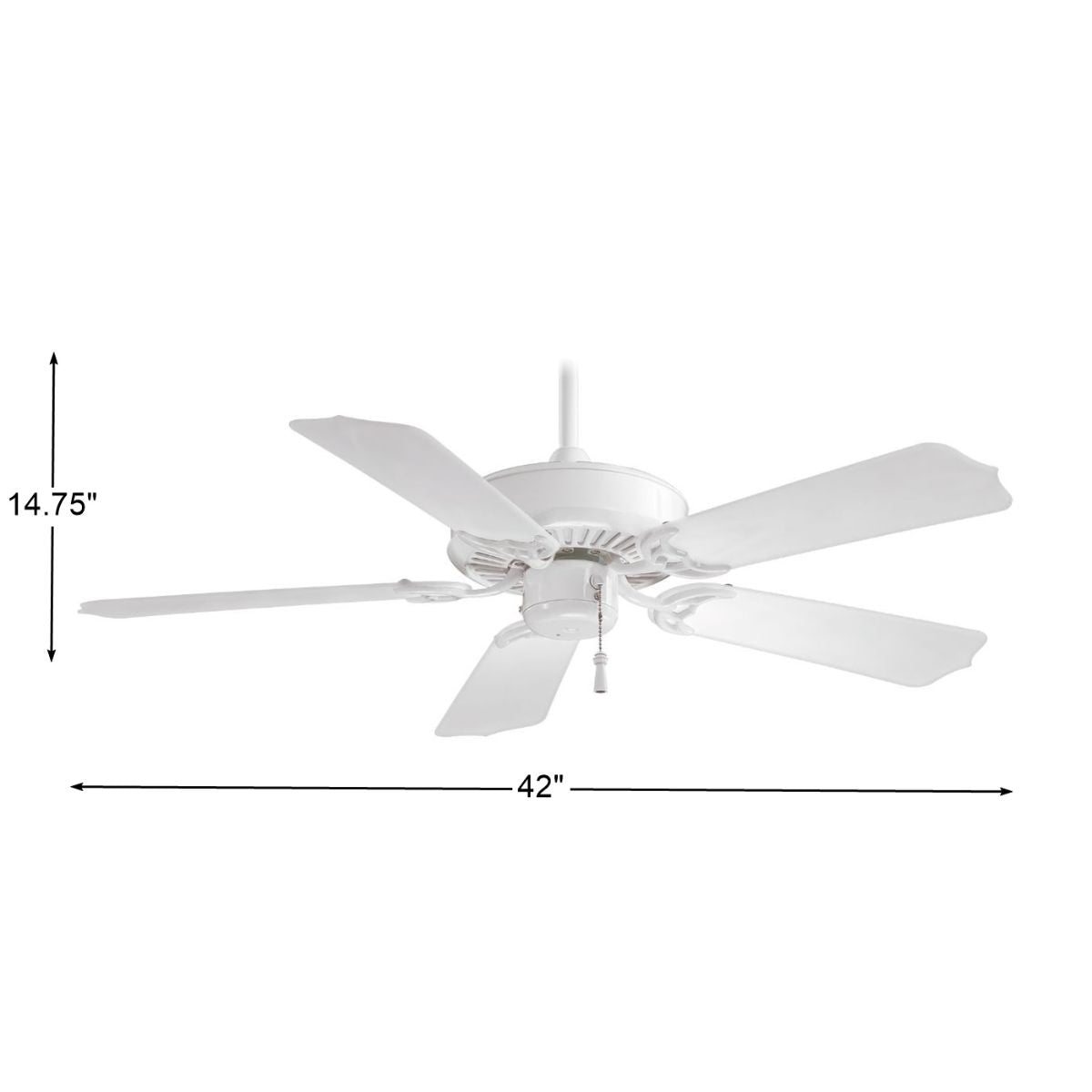 Sundance 42" White Outdoor Ceiling Fan with Pull Chain - Bees Lighting