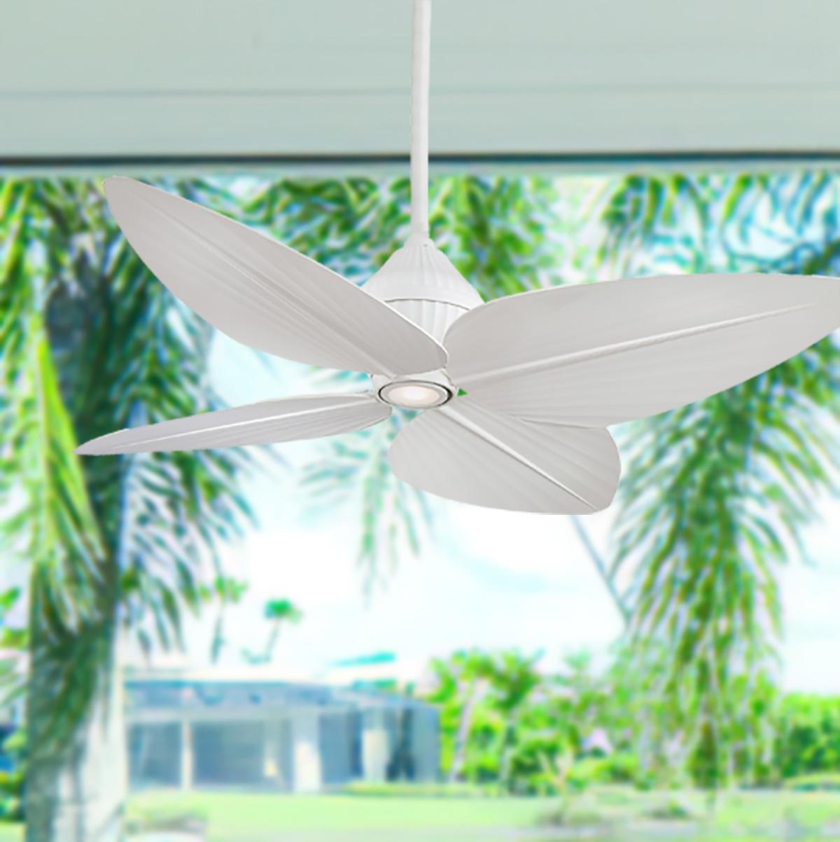 Gauguin LED 52" White Outdoor Ceiling Fan with Wall Control - Bees Lighting