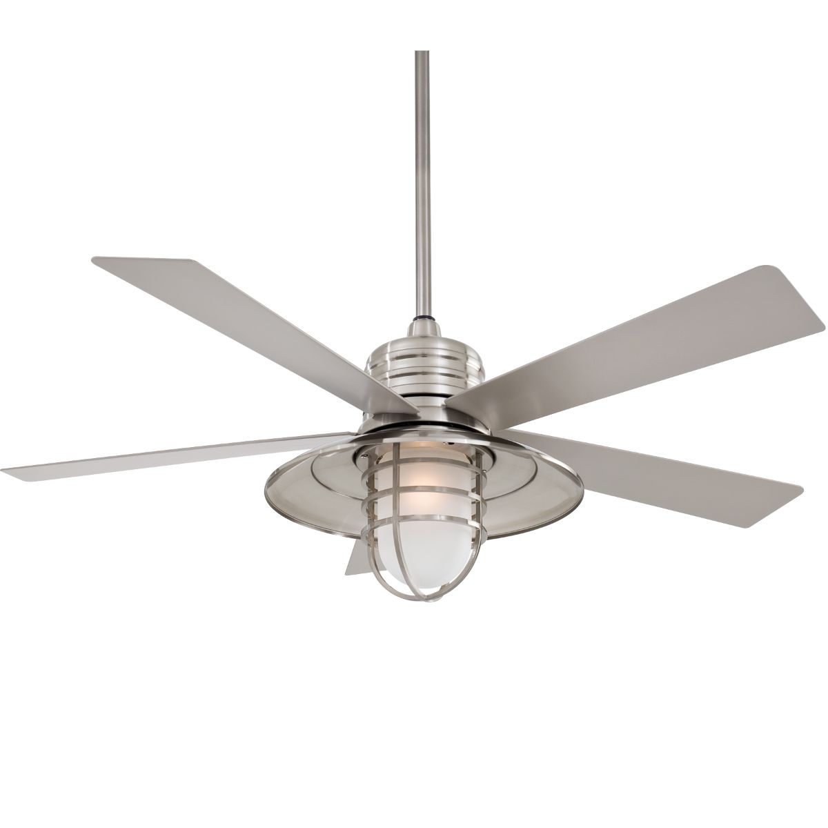 Rainman 54 Inch Contemporary Outdoor Ceiling Fan With Light, Wall Control Included