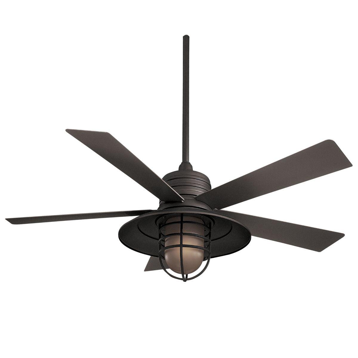 Rainman 54 Inch Contemporary Outdoor Ceiling Fan With Light, Wall Control Included - Bees Lighting
