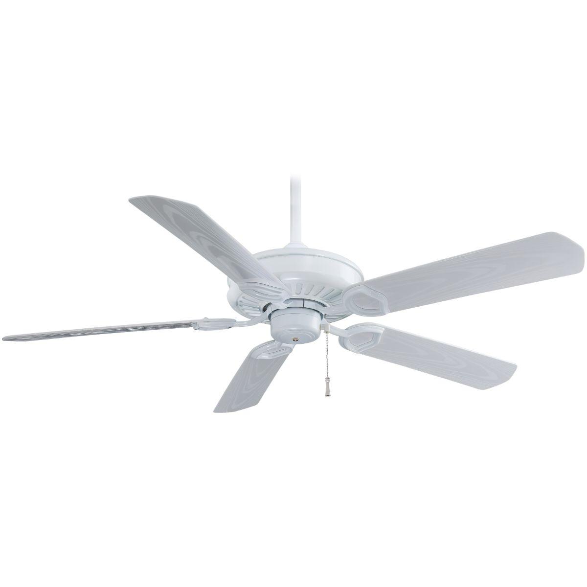 Sundowner 54" White Wet Rated Ceiling Fan with Pull Chain - Bees Lighting