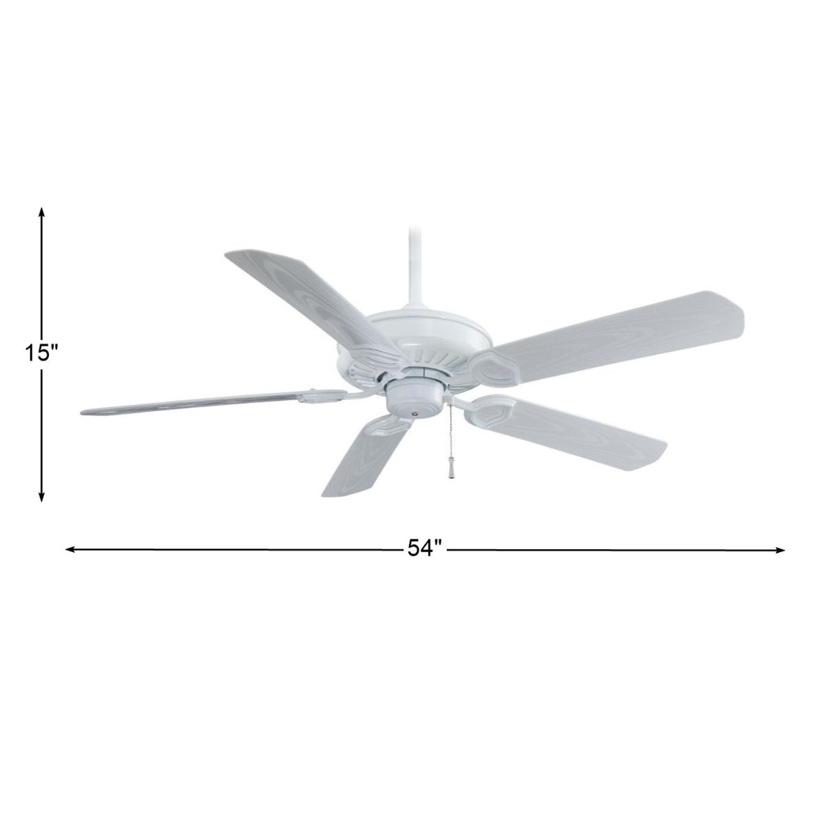 Sundowner 54" White Wet Rated Ceiling Fan with Pull Chain - Bees Lighting