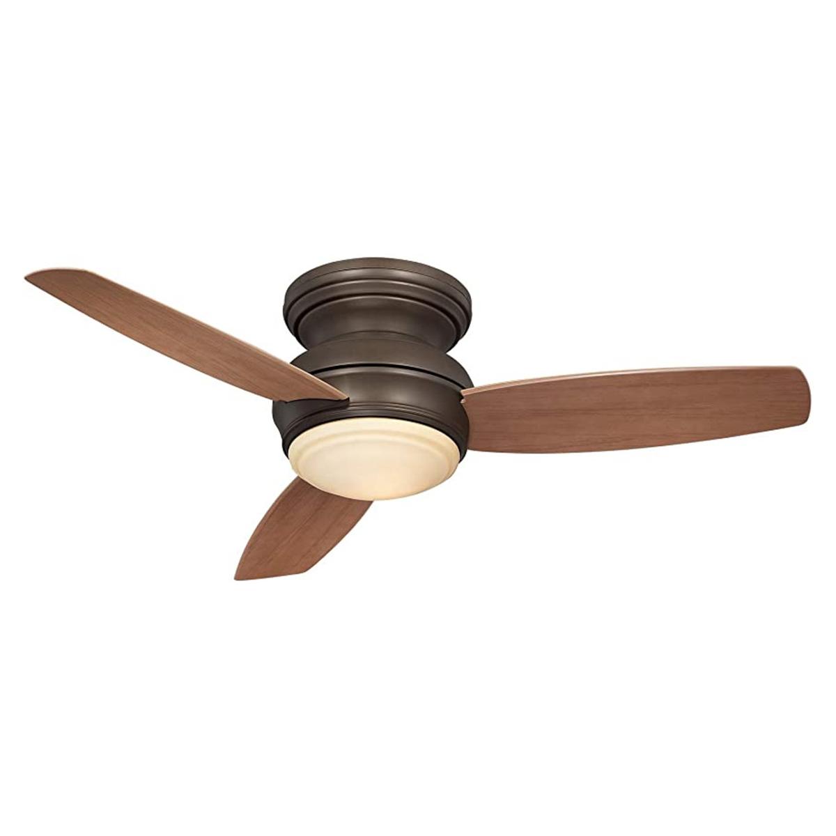 Traditional Concept LED 44" Bronze Outdoor Hugger Ceiling Fan with Wall Control - Bees Lighting
