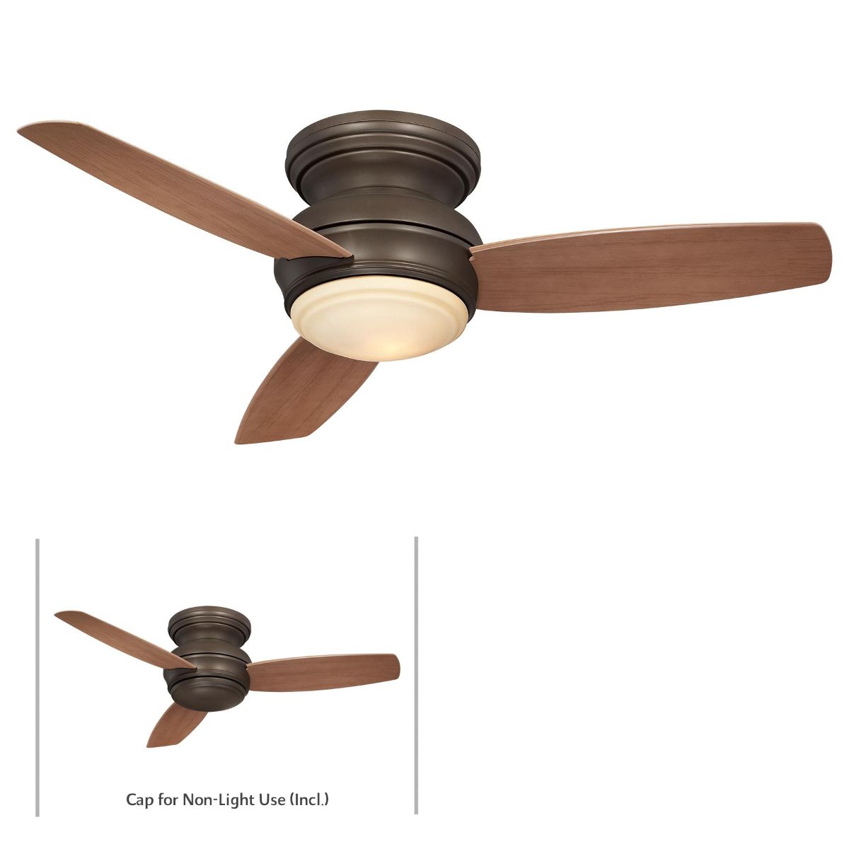 Traditional Concept LED 44" Bronze Outdoor Hugger Ceiling Fan with Wall Control - Bees Lighting