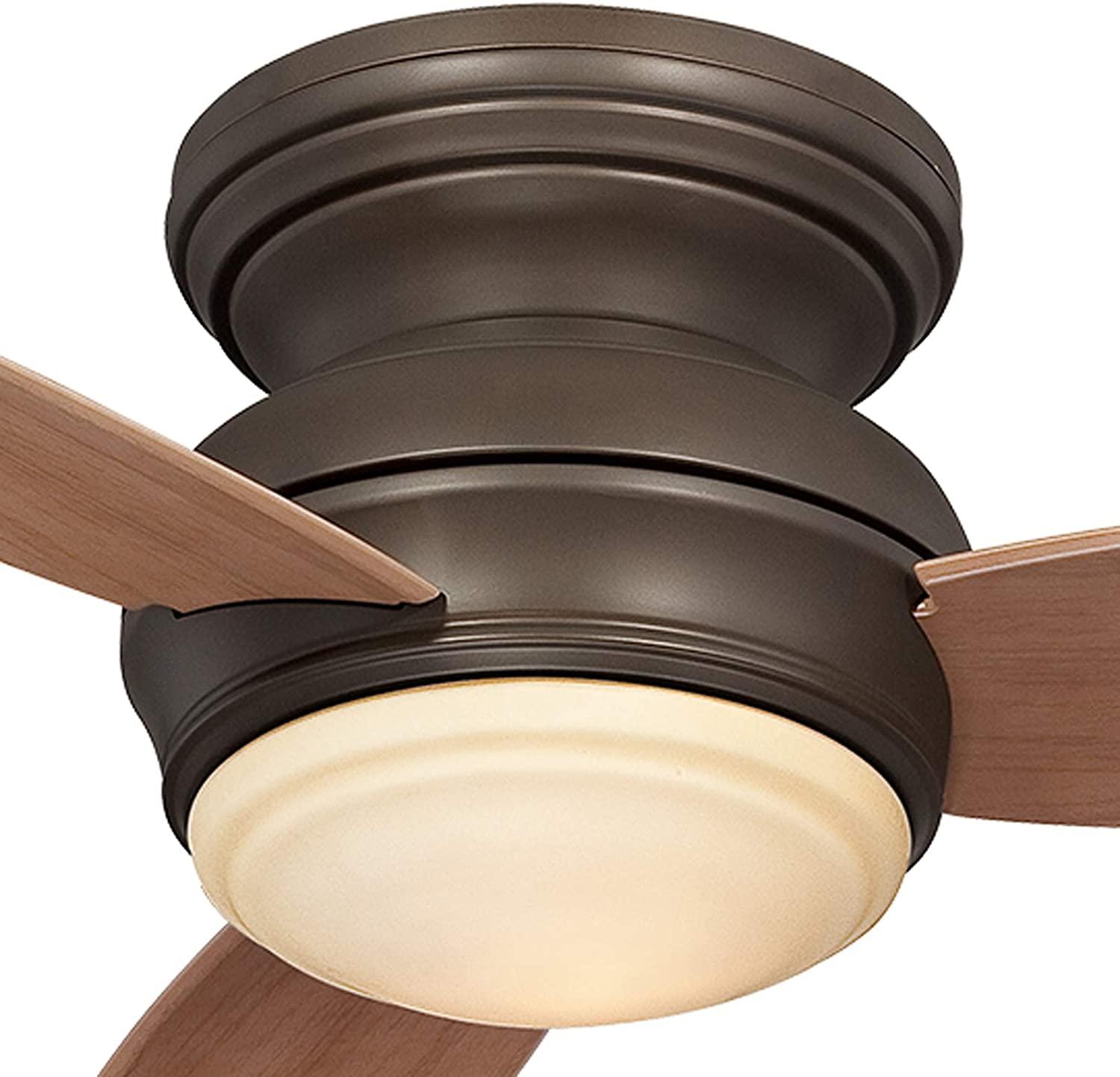 Traditional Concept LED 44" Bronze Outdoor Hugger Ceiling Fan with Wall Control - Bees Lighting