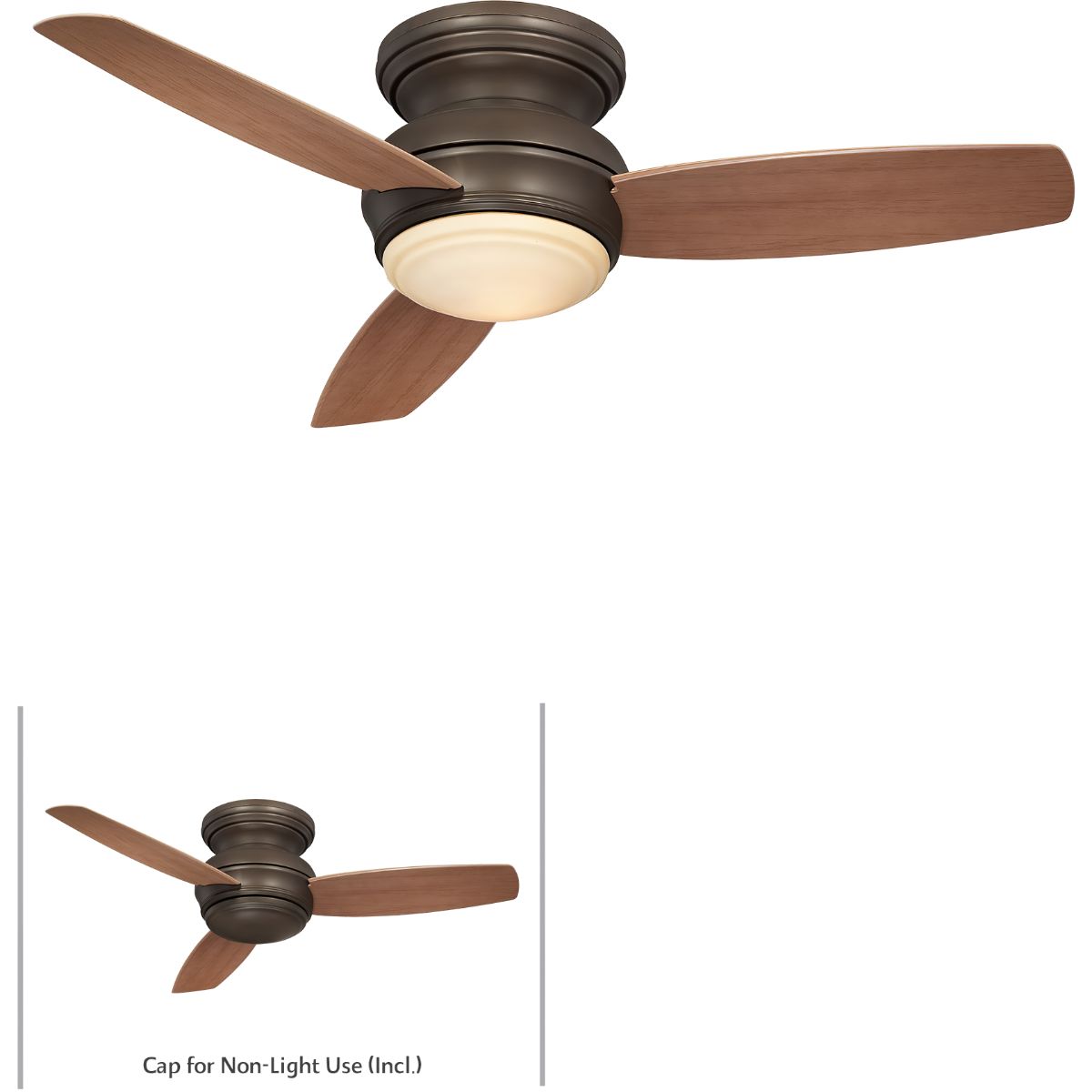 Traditional Concept LED 44" Bronze Outdoor Hugger Ceiling Fan with Wall Control - Bees Lighting