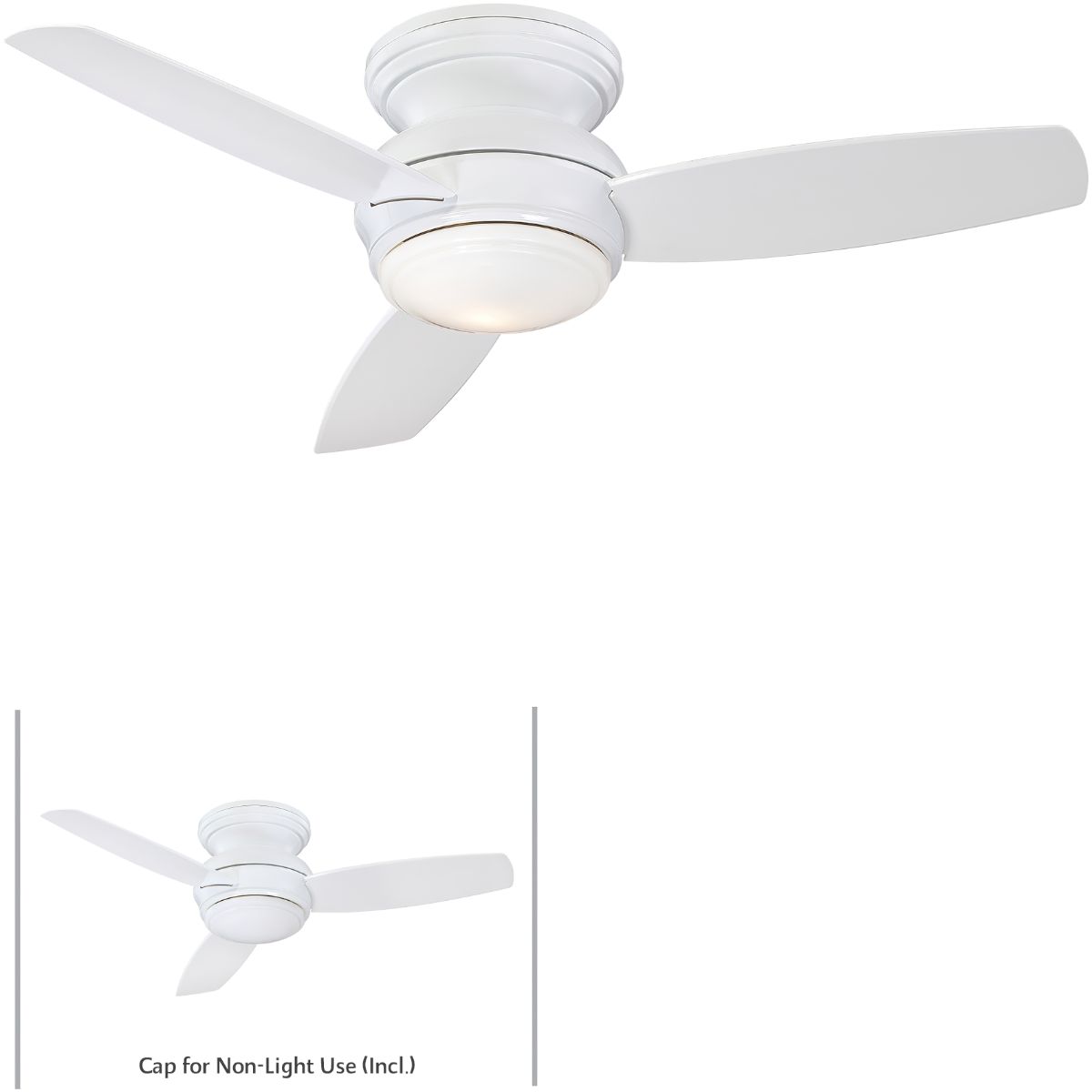 Traditional Concept LED 44" White Outdoor Hugger Ceiling Fan with Wall Control - Bees Lighting