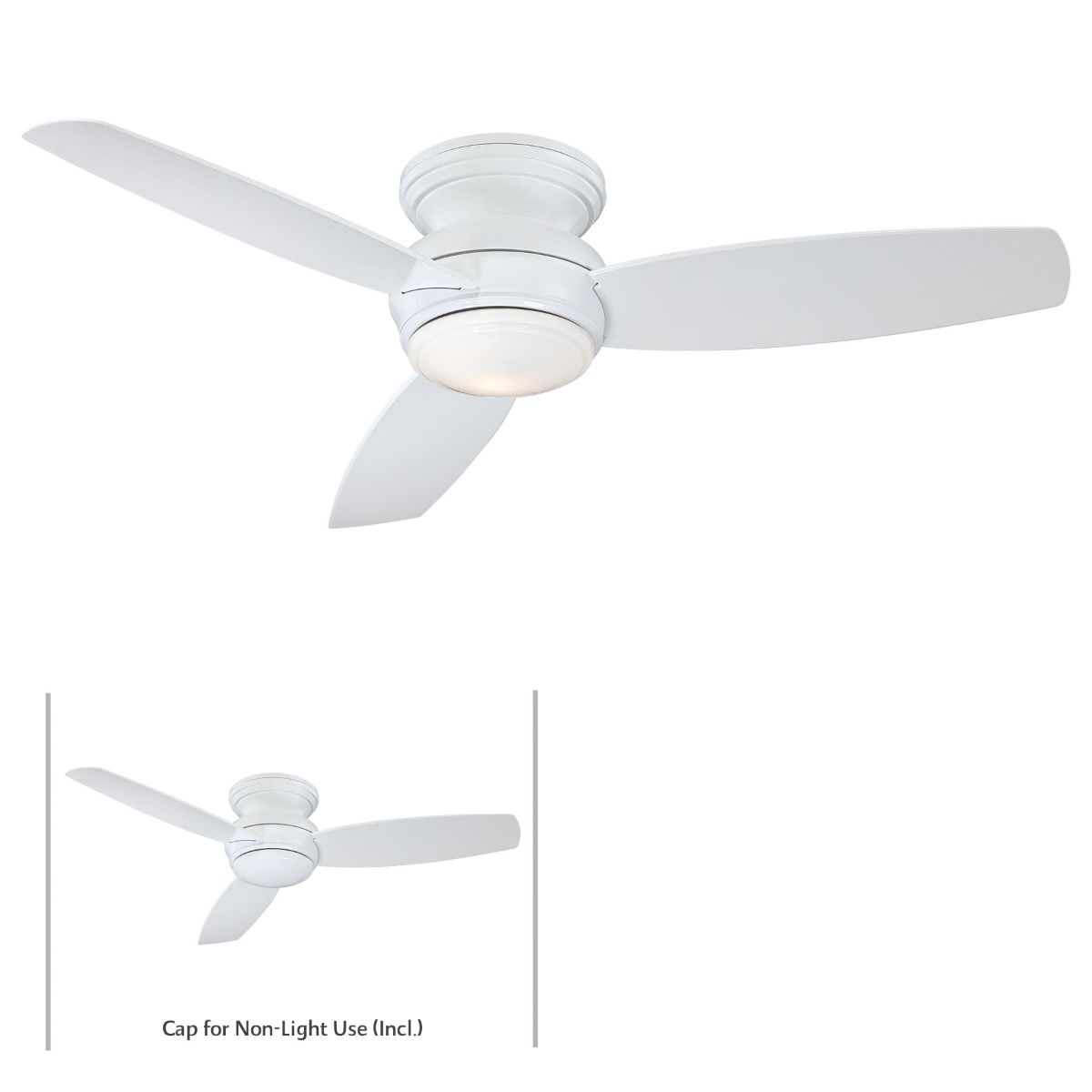 Traditional Concept LED 52" White Outdoor Hugger Ceiling Fan with Wall Control - Bees Lighting