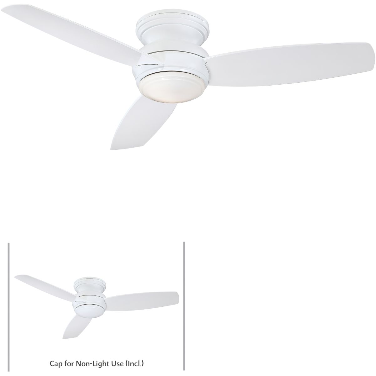 Traditional Concept LED 52" White Outdoor Hugger Ceiling Fan with Wall Control - Bees Lighting