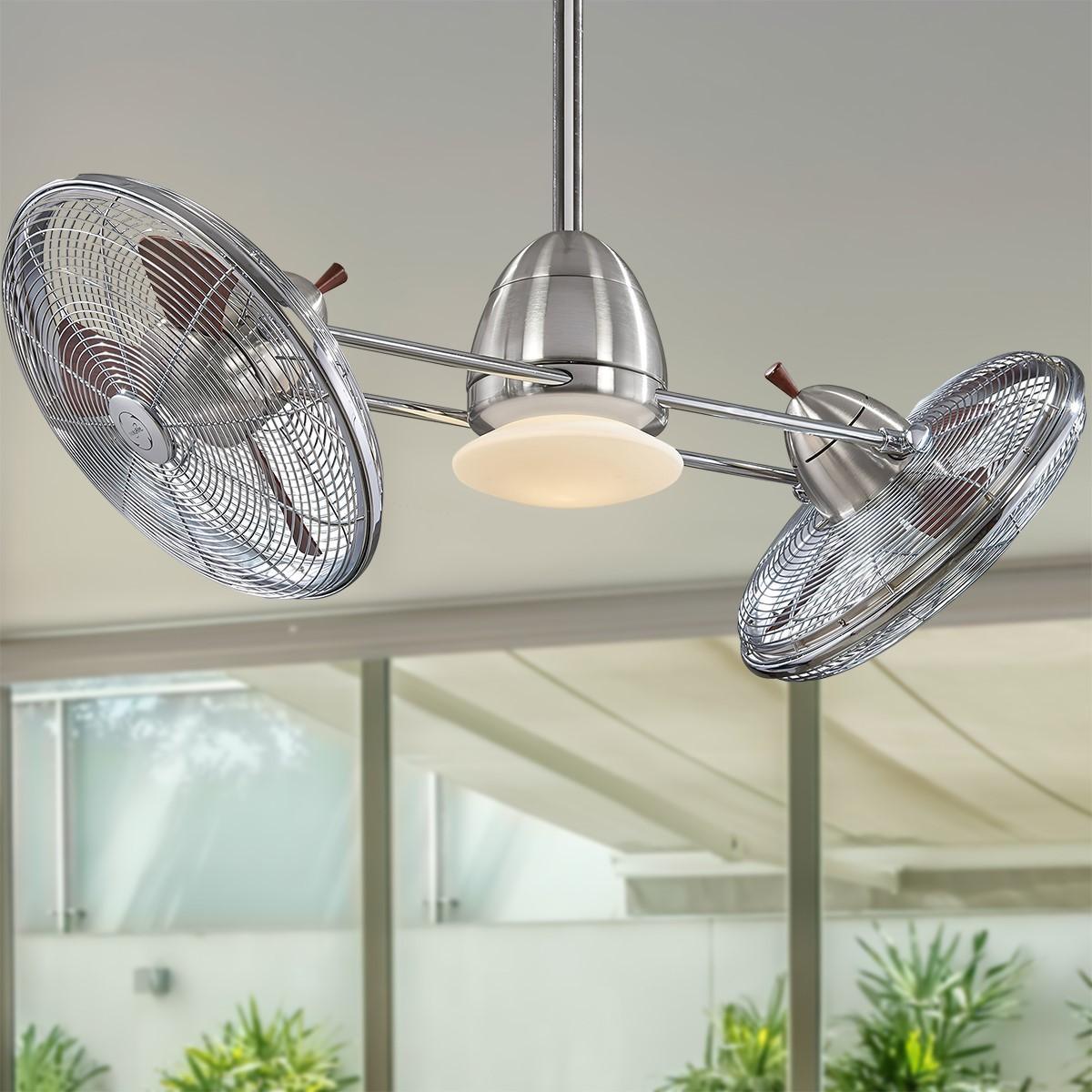 Gyro 42 Inch Modern Dual Ceiling Fan With Light, Wall Control Included - Bees Lighting