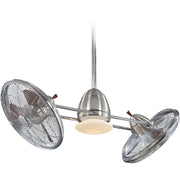 Gyro LED 42" Dual Ceiling Fan with Light and Wall Control, Brushed Nickel & Chrome - Bees Lighting