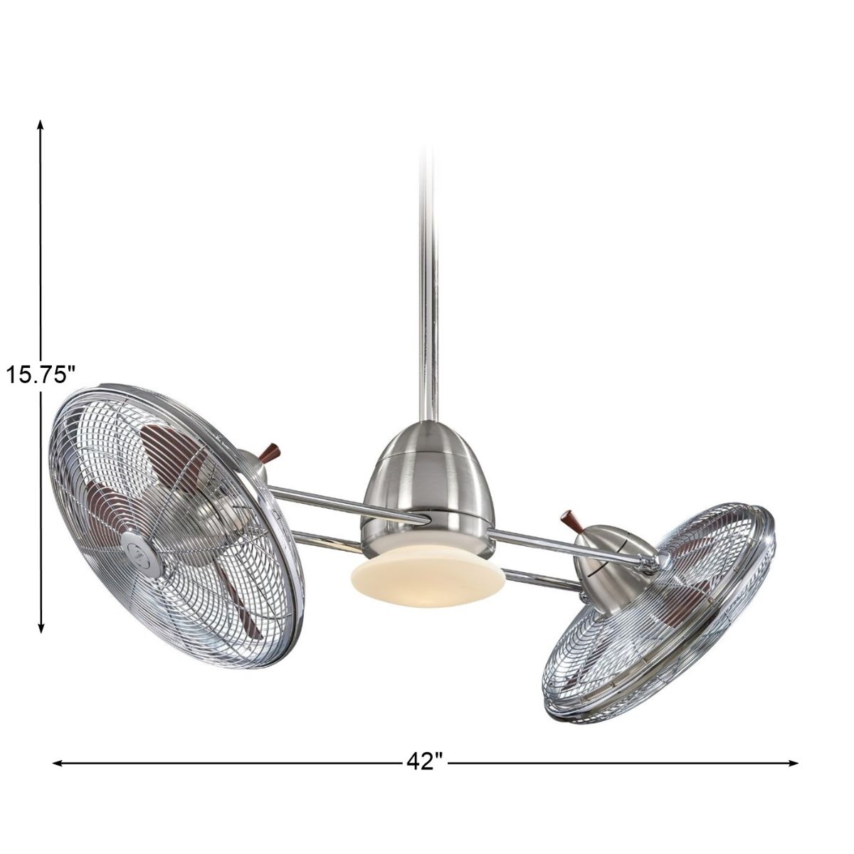 Gyro LED 42" Dual Ceiling Fan with Light and Wall Control, Brushed Nickel & Chrome - Bees Lighting