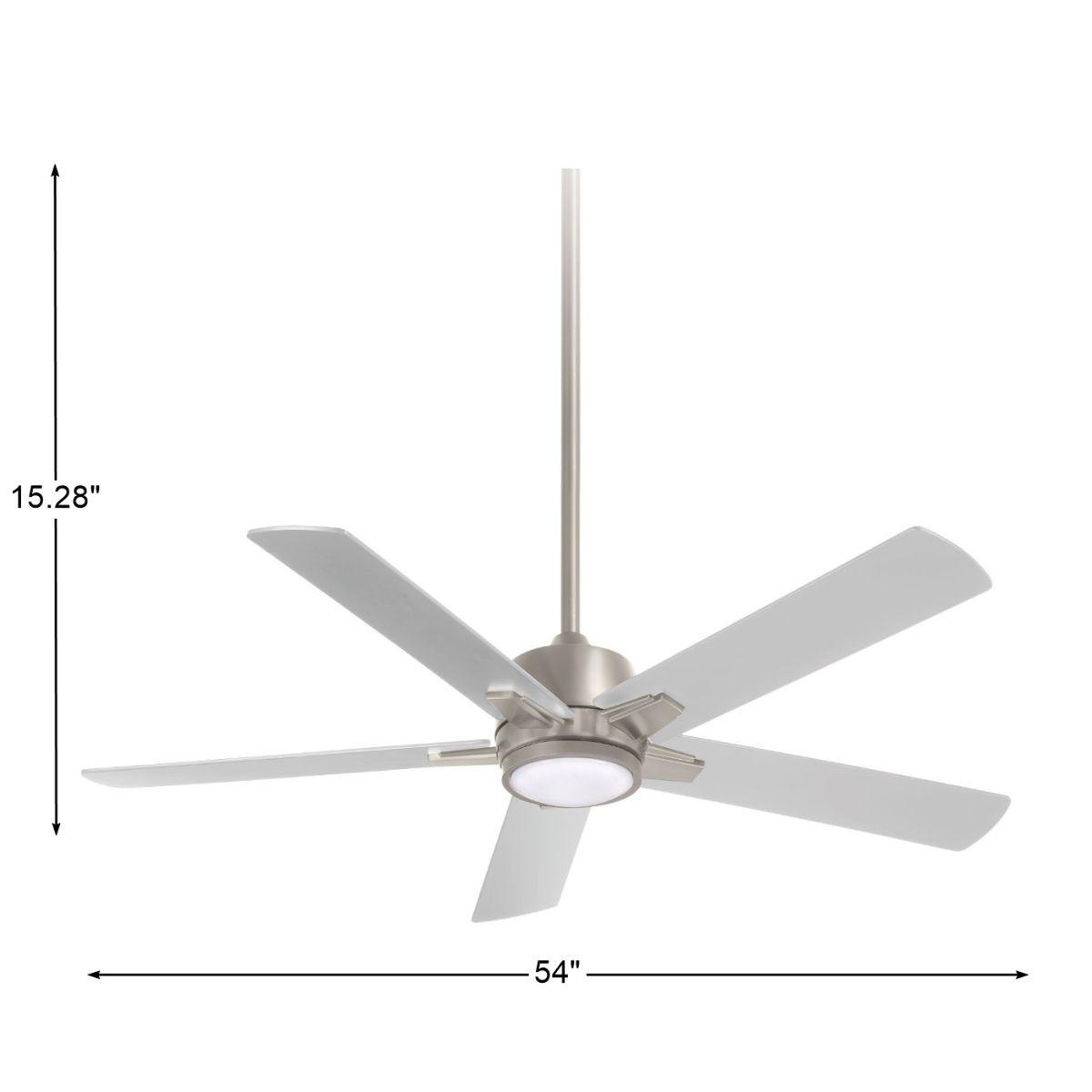 Stout 54" Ceiling Fan with LED Light Kit and Remote, Brushed Nickel - Bees Lighting
