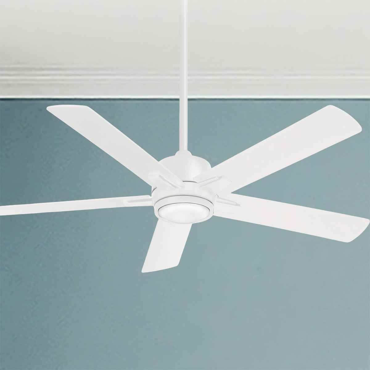 Stout 54" Ceiling Fan with LED Light Kit and Remote, Flat White - Bees Lighting
