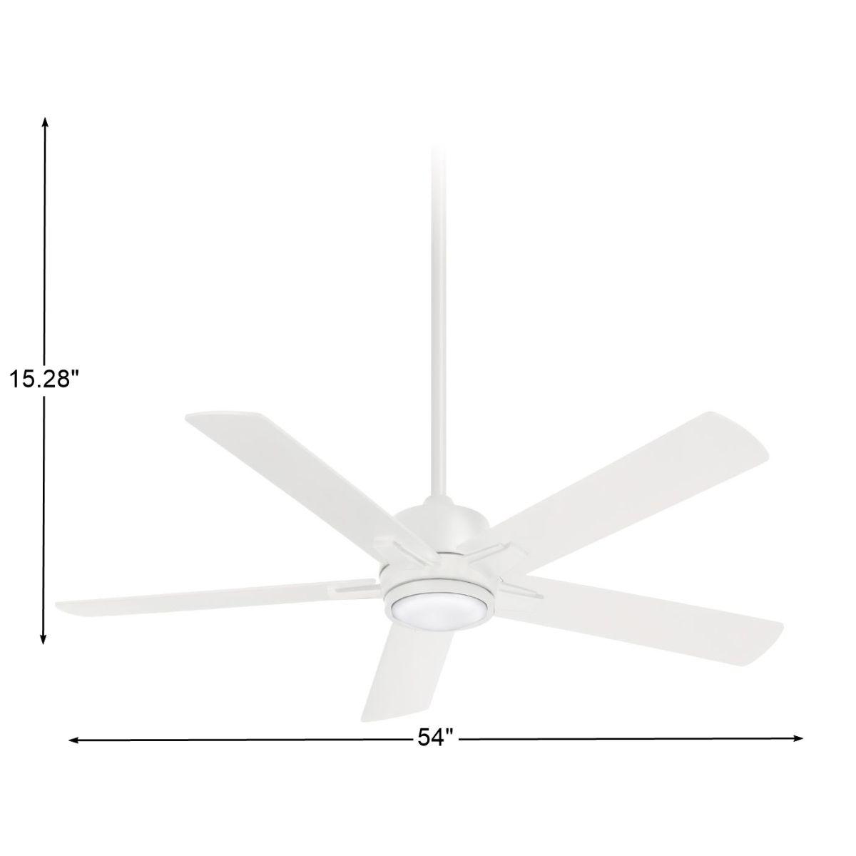 Stout 54" Ceiling Fan with LED Light Kit and Remote, Flat White - Bees Lighting