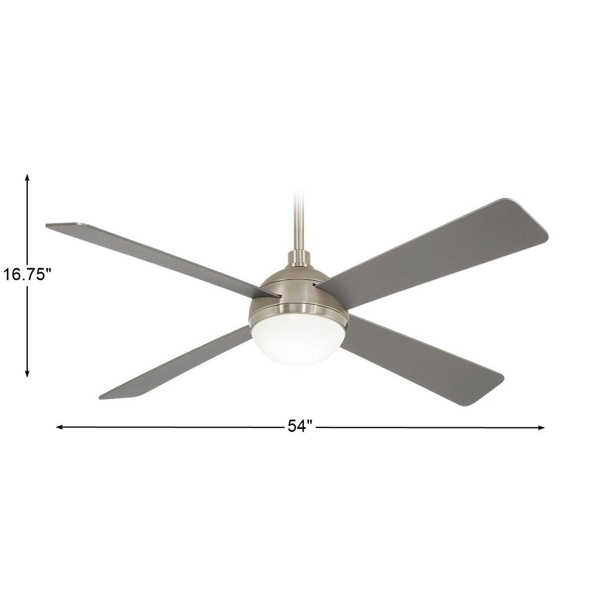 Orb LED 54" Steel and Nickel Ceiling Fan with Remote - Bees Lighting