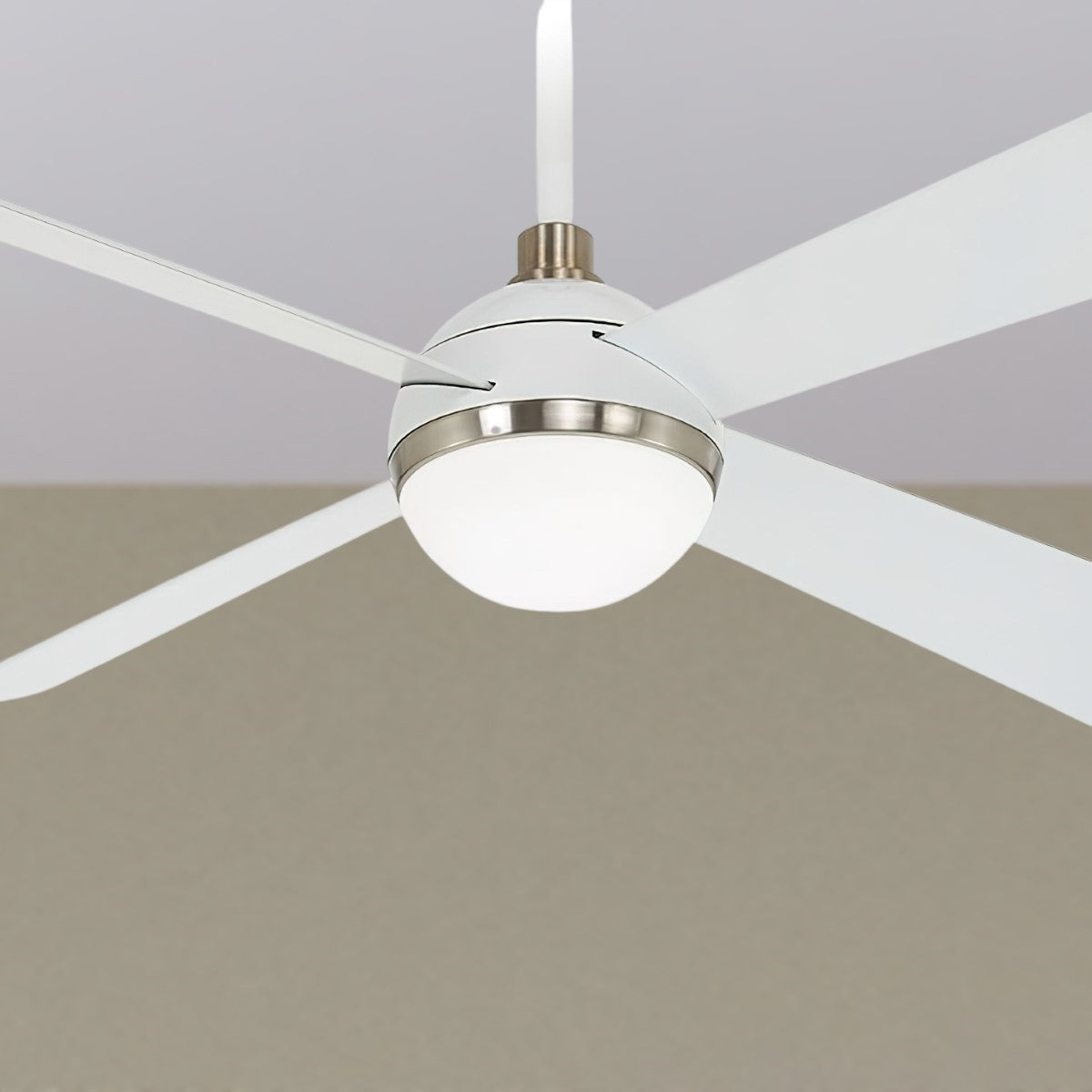 Orb LED 54" White & Nickel Ceiling Fan with Remote - Bees Lighting