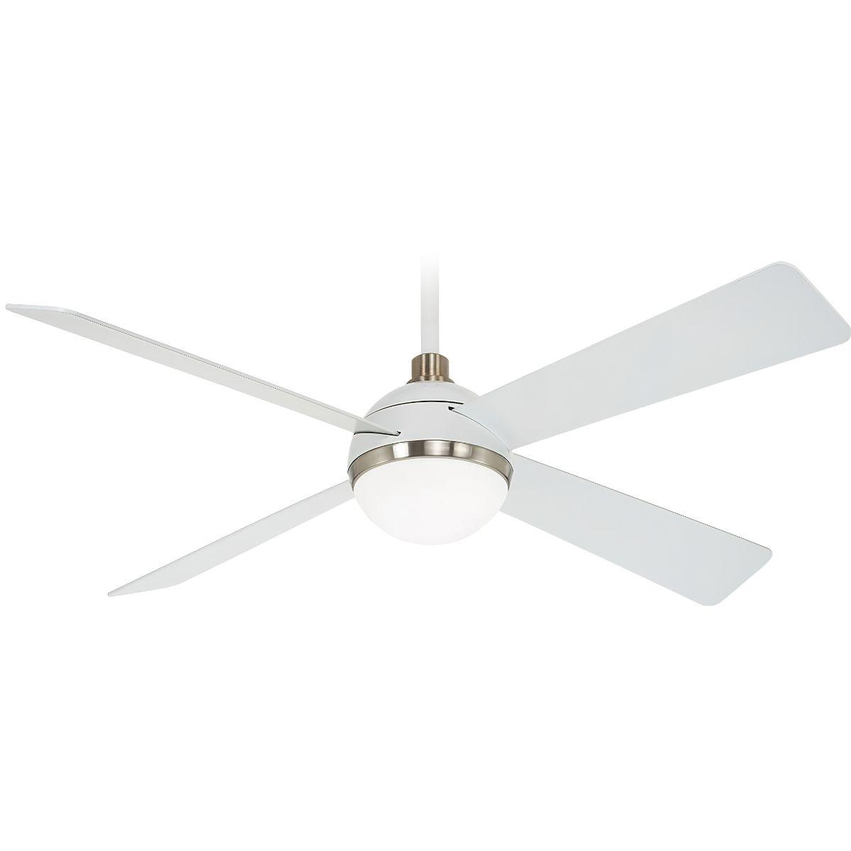 Orb LED 54" White and Nickel Ceiling Fan with Remote - Bees Lighting