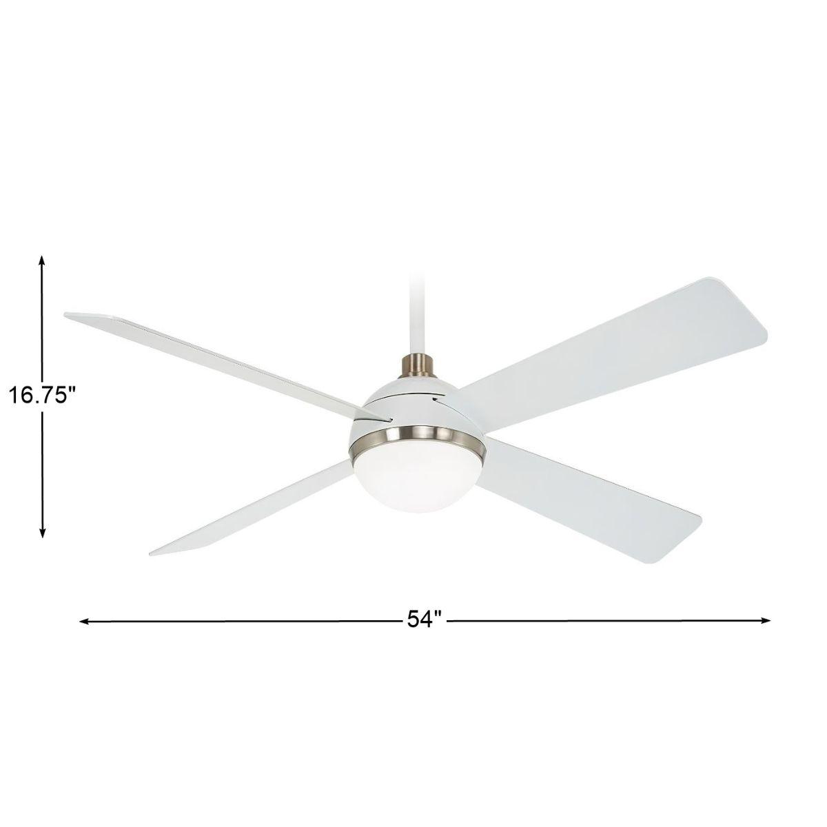 Orb LED 54" White and Nickel Ceiling Fan with Remote - Bees Lighting