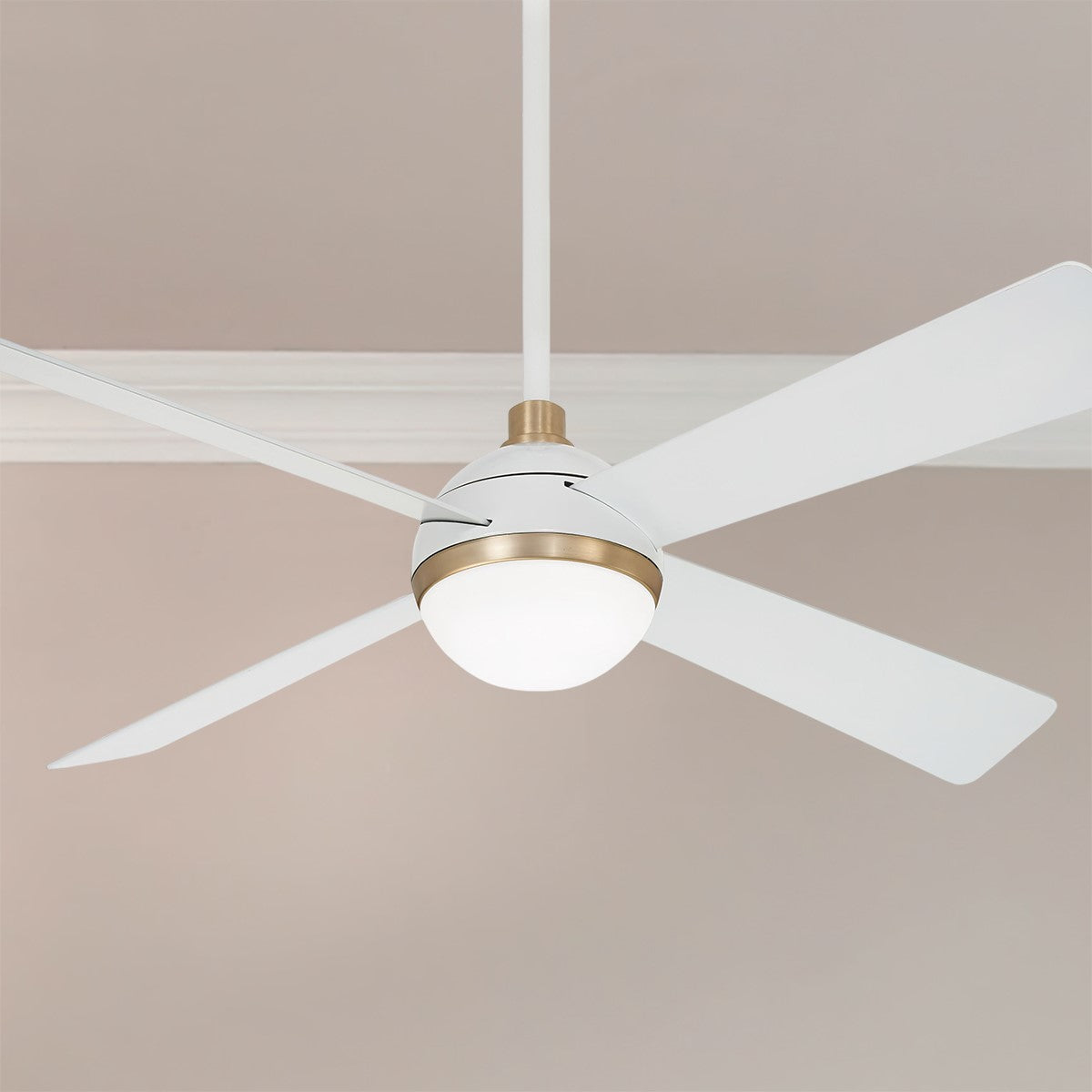Orb LED 54" White & Brass Ceiling Fan with Remote - Bees Lighting