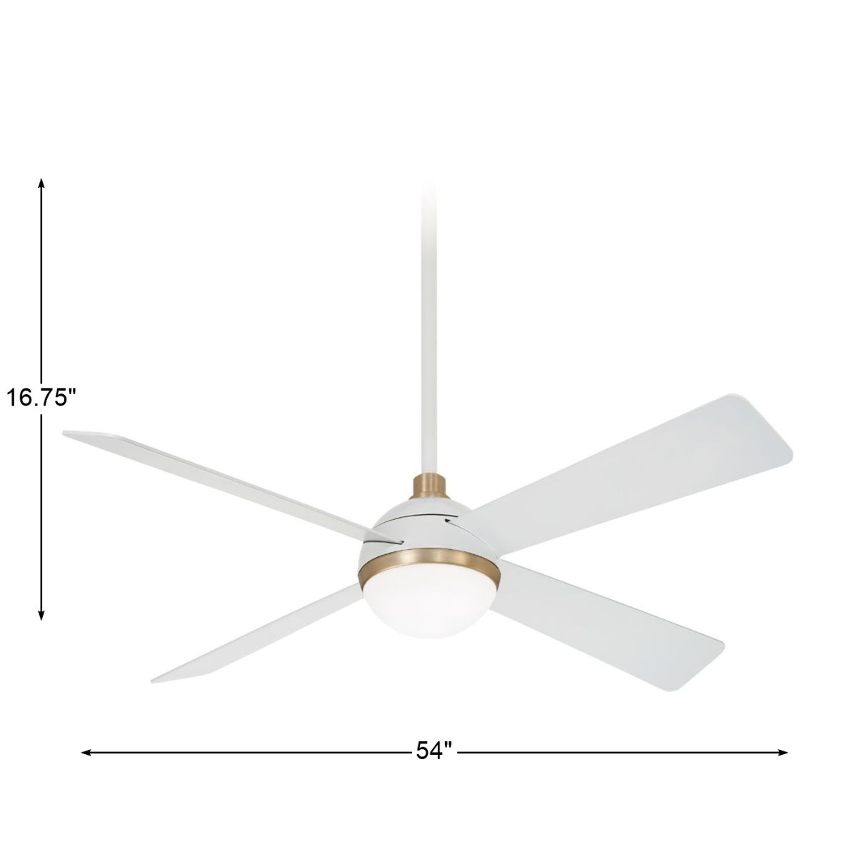 Orb LED 54" White & Brass Ceiling Fan with Remote - Bees Lighting
