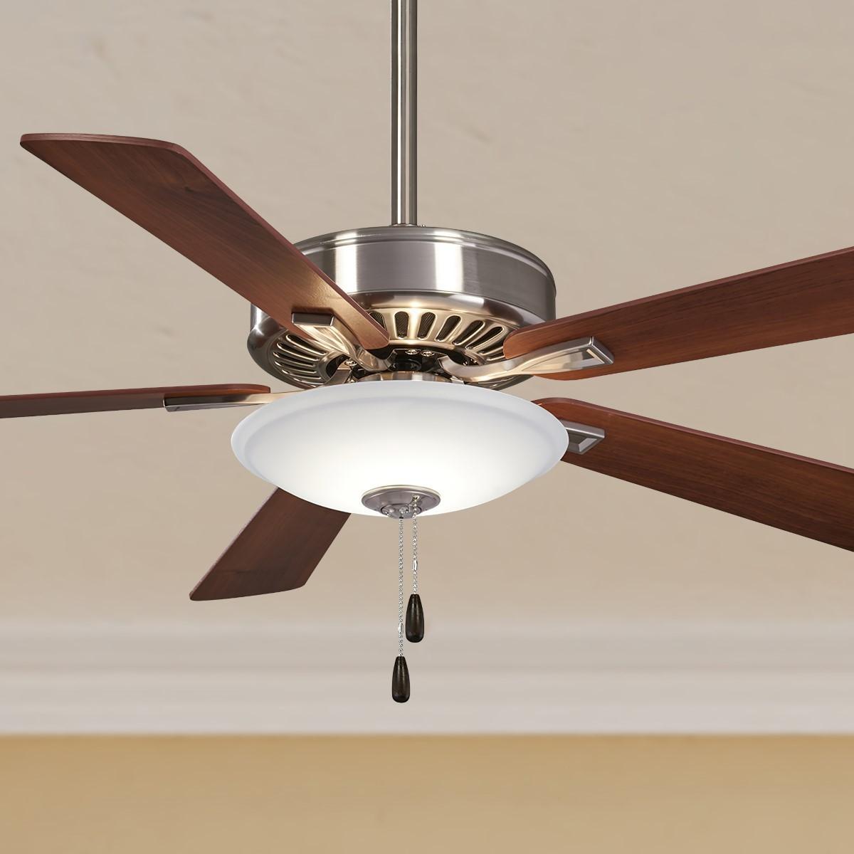 Contractor Uni-Pack LED 52" Ceiling Fan with Pull Chain, Brushed Nickel - Bees Lighting