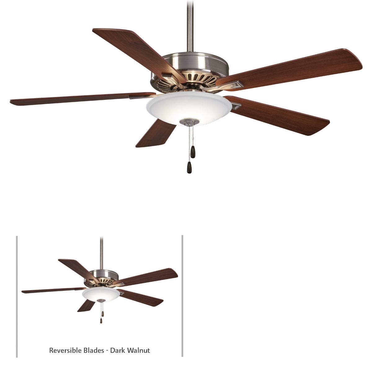 Contractor Uni-Pack LED 52" Ceiling Fan with Pull Chain, Brushed Nickel - Bees Lighting