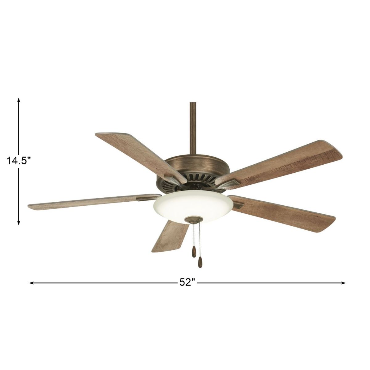 Contractor Uni-Pack LED 52" Ceiling Fan with Pull Chain, Heirloom Bronze - Bees Lighting