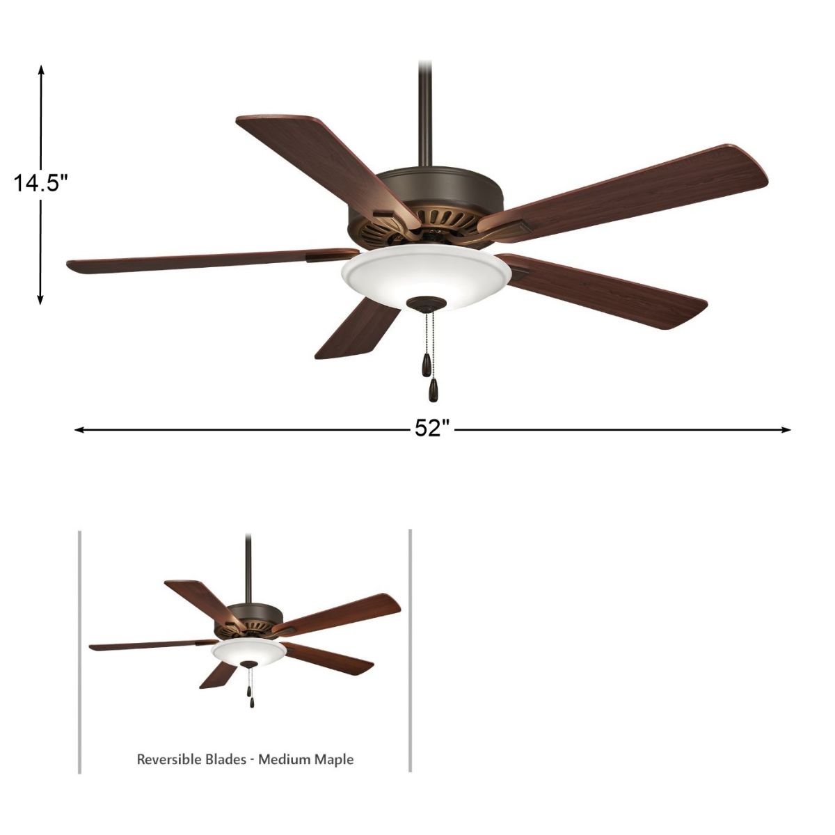Contractor Uni-Pack LED 52" Ceiling Fan with Pull Chain, Oil Rubbed Bronze - Bees Lighting