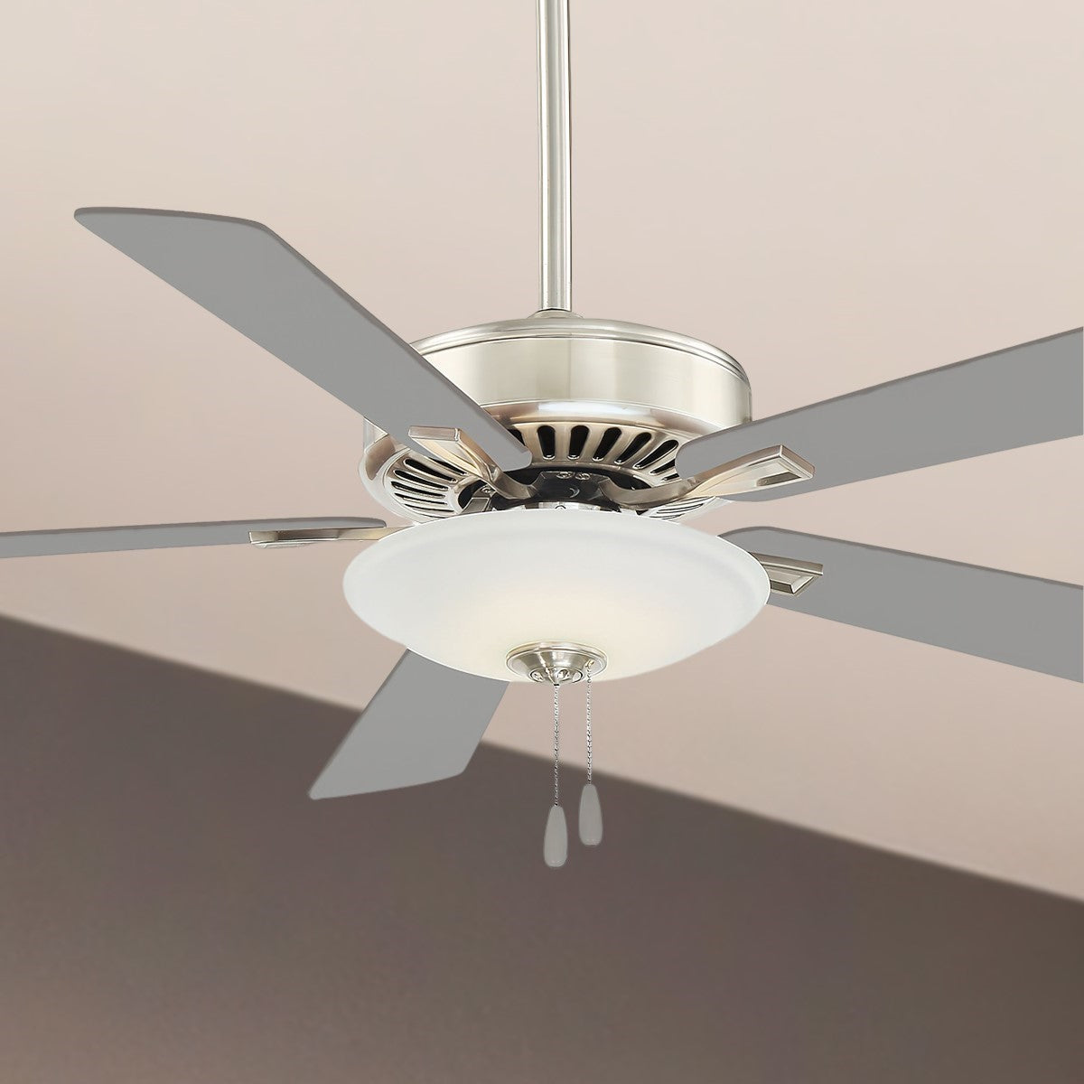 Contractor Uni-Pack LED 52" Ceiling Fan with Pull Chain, Polished Nickel - Bees Lighting