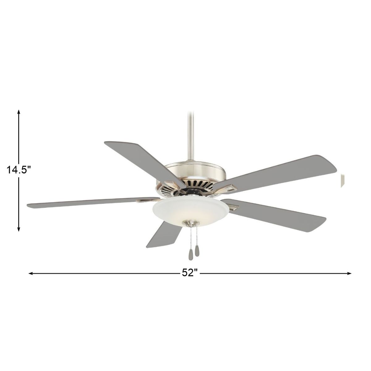 Contractor Uni-Pack LED 52" Ceiling Fan with Pull Chain, Polished Nickel - Bees Lighting