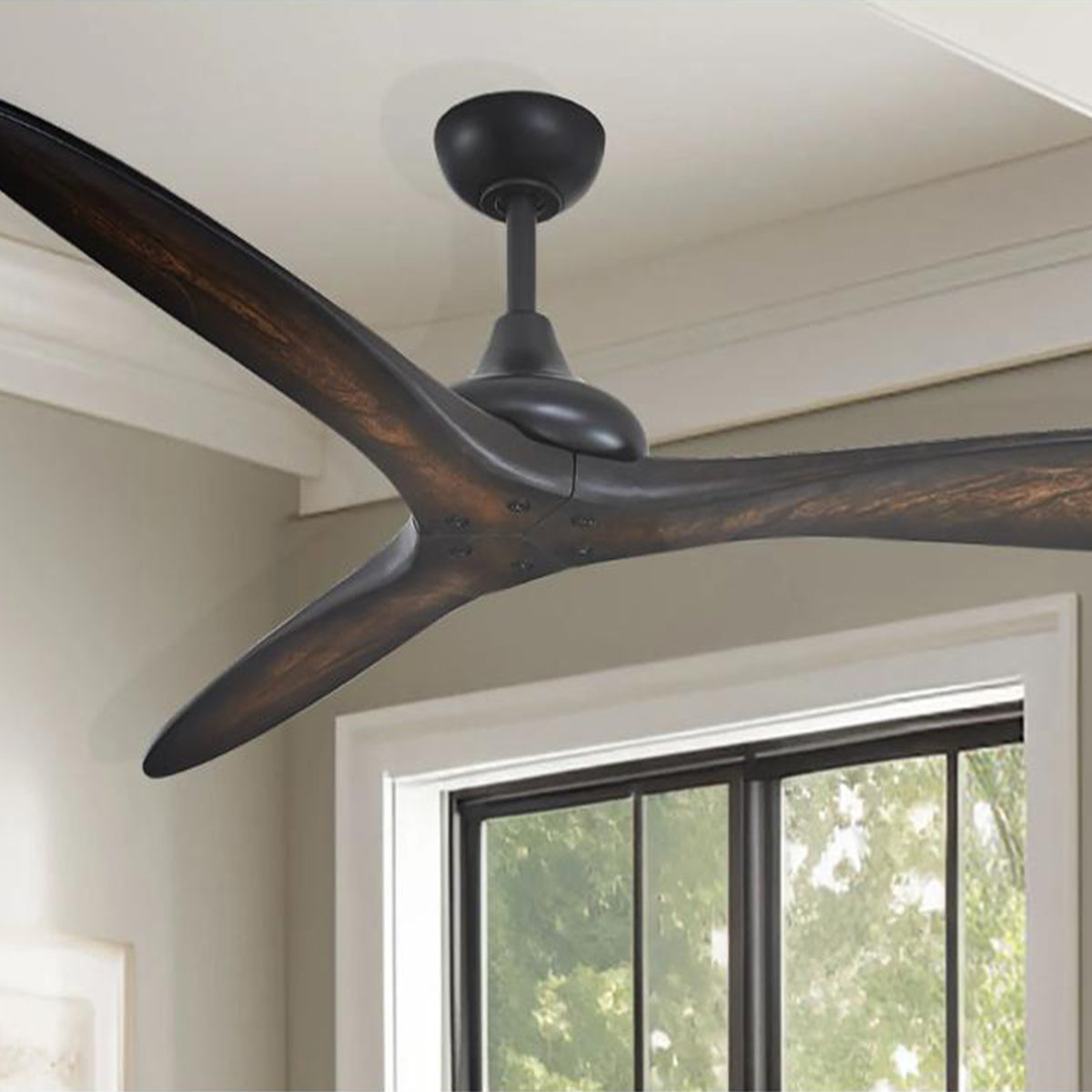 Vapor 60" Ceiling Fan with Remote, Black Coal with Toned Koa Wood Blades - Bees Lighting