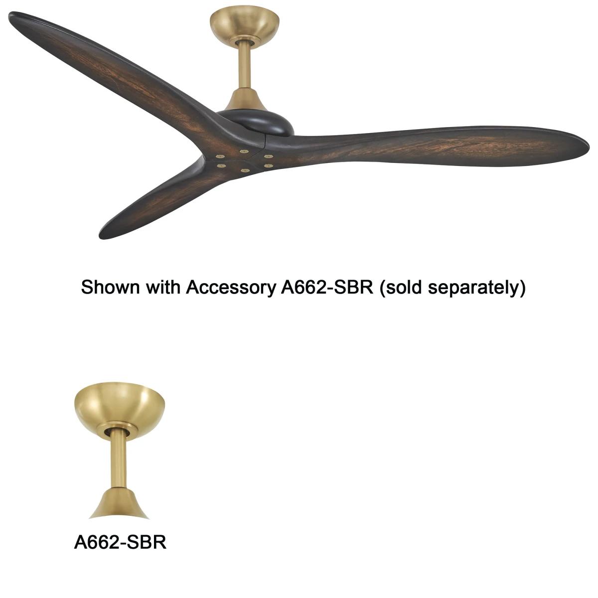 Vapor 60" Ceiling Fan with Remote, Black Coal with Toned Koa Wood Blades - Bees Lighting