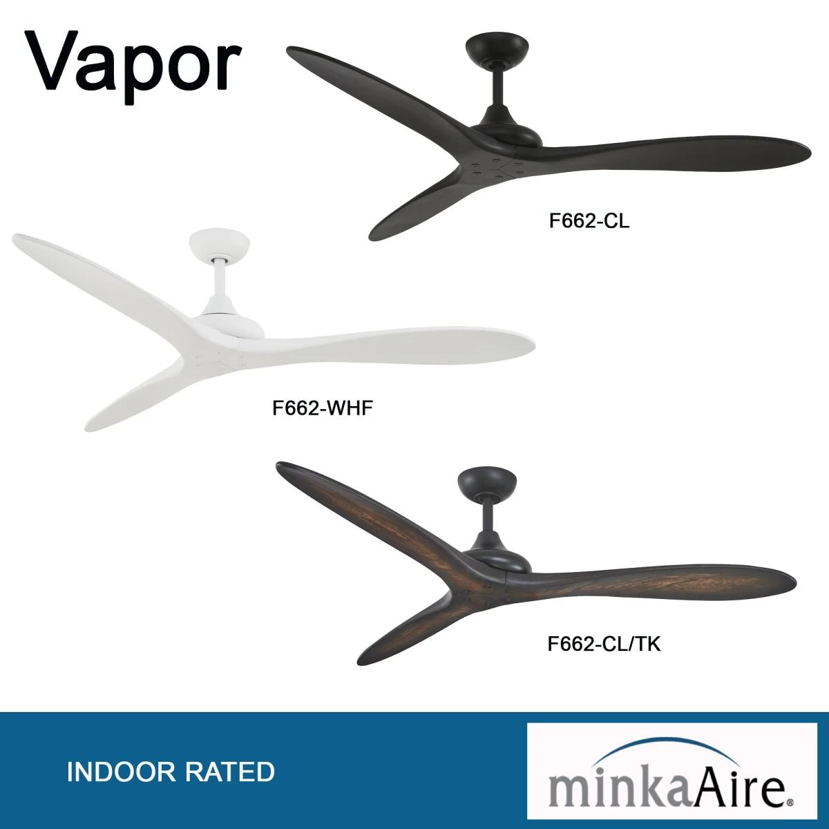 Vapor 60" Ceiling Fan with Remote, Black Coal with Toned Koa Wood Blades - Bees Lighting