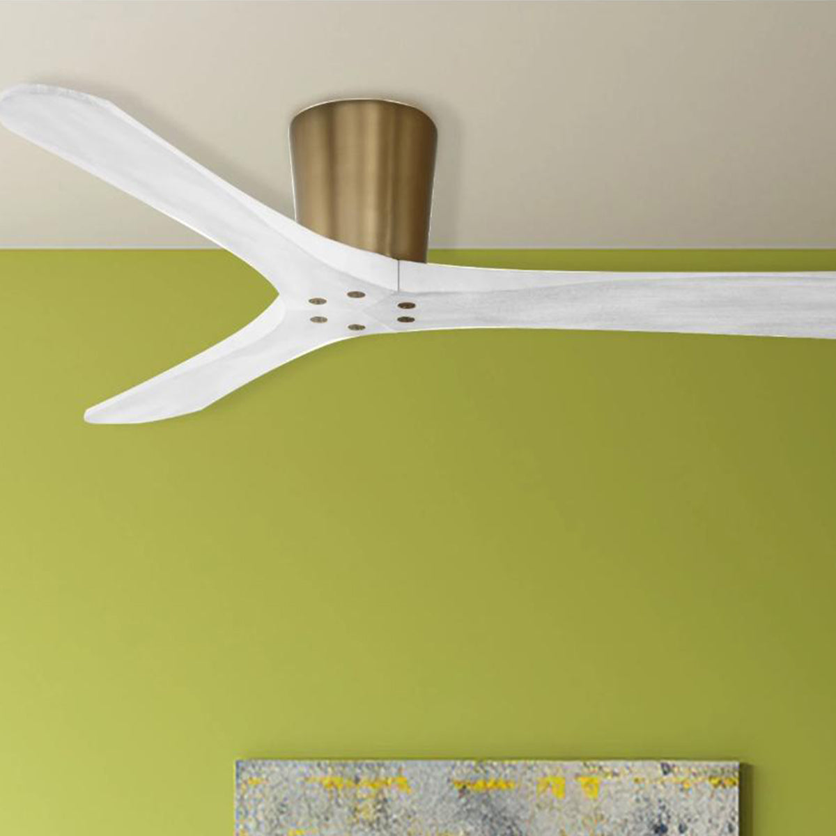 Avtur 60" Soft Brass & White Flush Mount Ceiling Fan with Remote - Bees Lighting