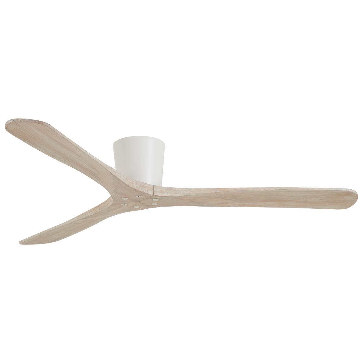 Avtur 60" White and Bleached Wood Flush Mount Ceiling Fan with Remote - Bees Lighting