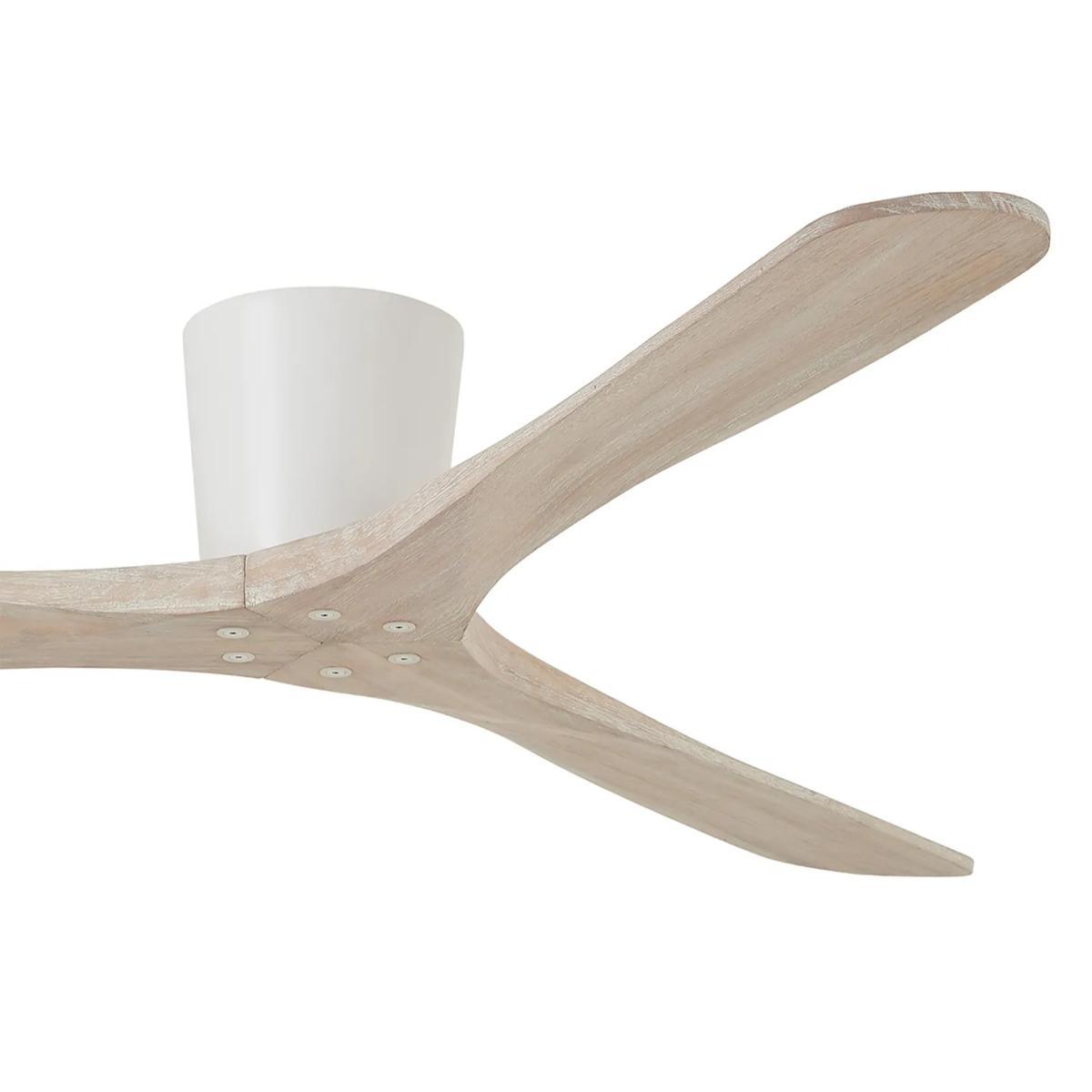 Avtur 60" White and Bleached Wood Flush Mount Ceiling Fan with Remote - Bees Lighting