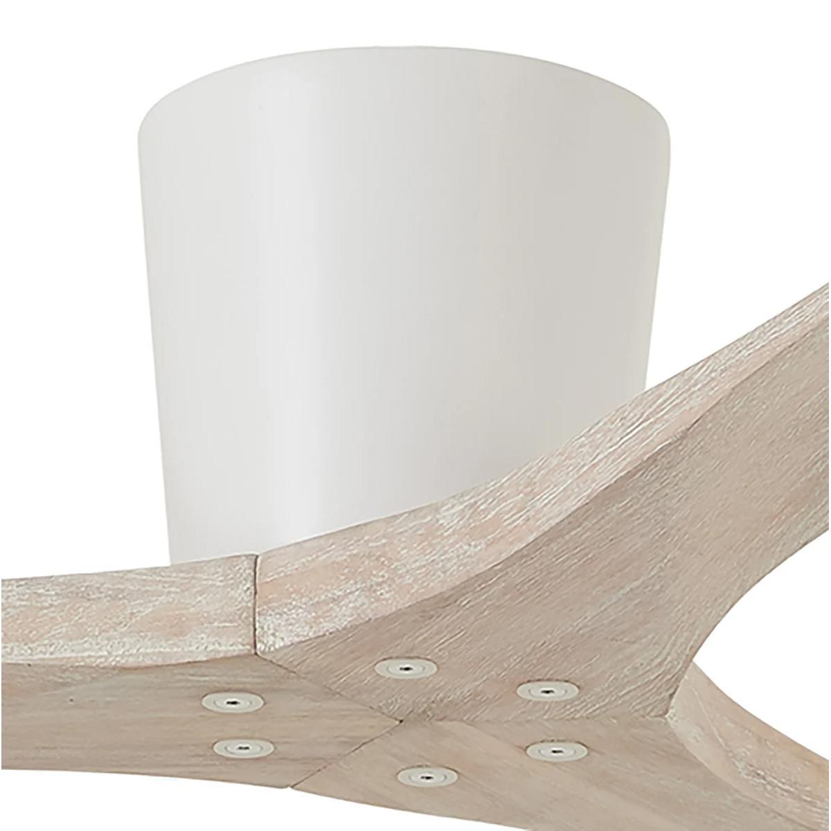 Avtur 60" White and Bleached Wood Flush Mount Ceiling Fan with Remote - Bees Lighting