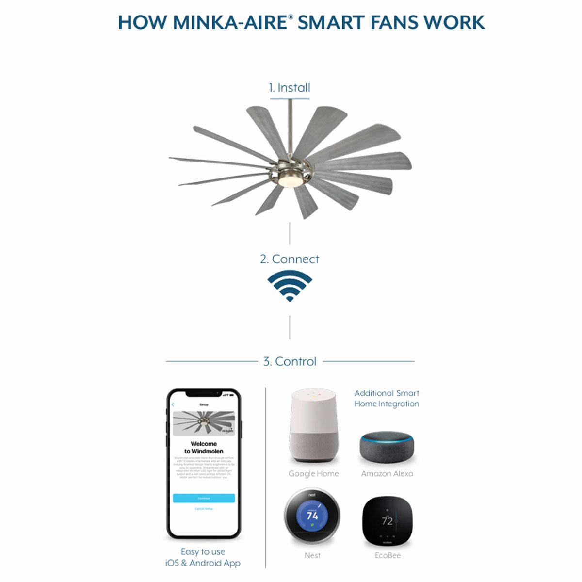 Bridge 60" Bronze LED Smart Ceiling Fan - Bees Lighting