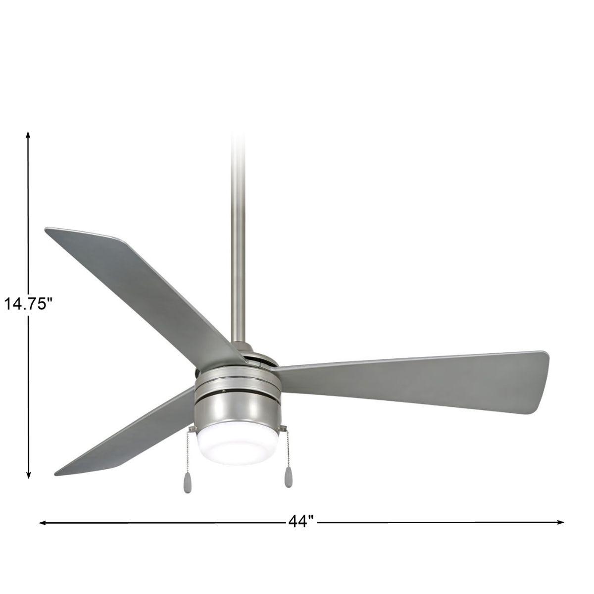 Vital LED 44" Brilliant Silver Ceiling Fan with Pull Chain - Bees Lighting