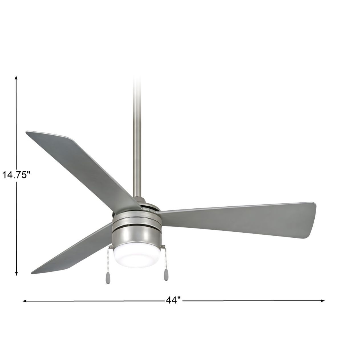 Vital LED 44" Brilliant Silver Ceiling Fan with Pull Chain - Bees Lighting