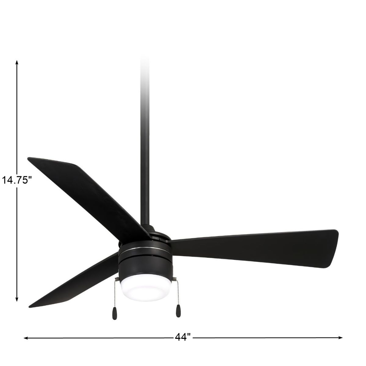 Vital LED 44" Black Coal Ceiling Fan with Pull Chain - Bees Lighting