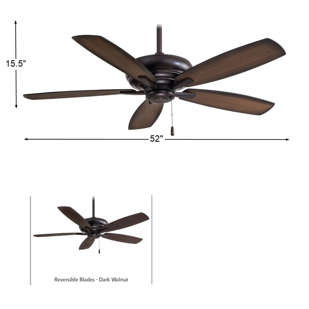 Kola 52" Kocoa Ceiling Fan with Pull Chain - Bees Lighting