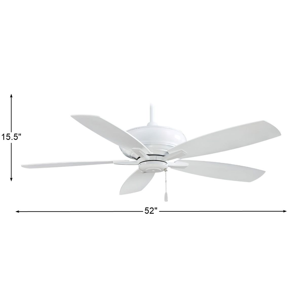 Kola 52" White Ceiling Fan with Pull Chain - Bees Lighting